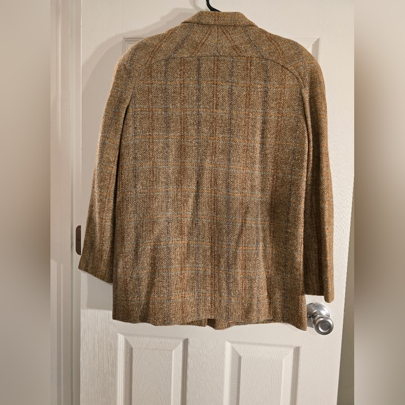 Diane Von Furstenberg 65% wool Vintage Wheat Plaid Blazer Jacket - Picture 7 of 7